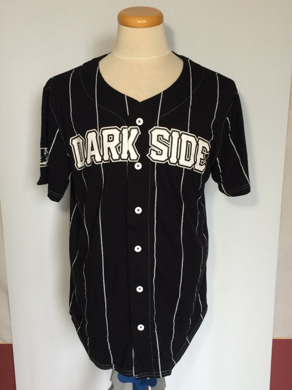 Star Wars Dark Side Vader Mens Striped Baseball Jersey Large Black Button #77